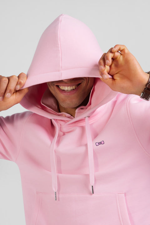 Regular pink brushed cotton fleece hoodie - Image 3