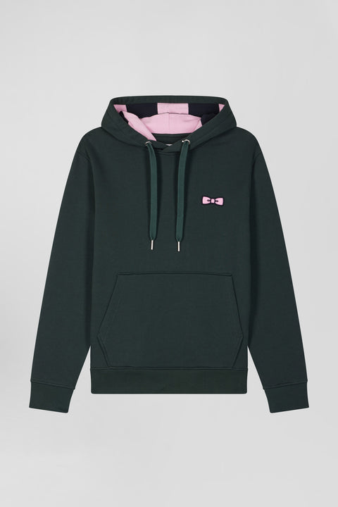 Regular green brushed cotton fleece hoodie with Eden Park embroidery - Image 2
