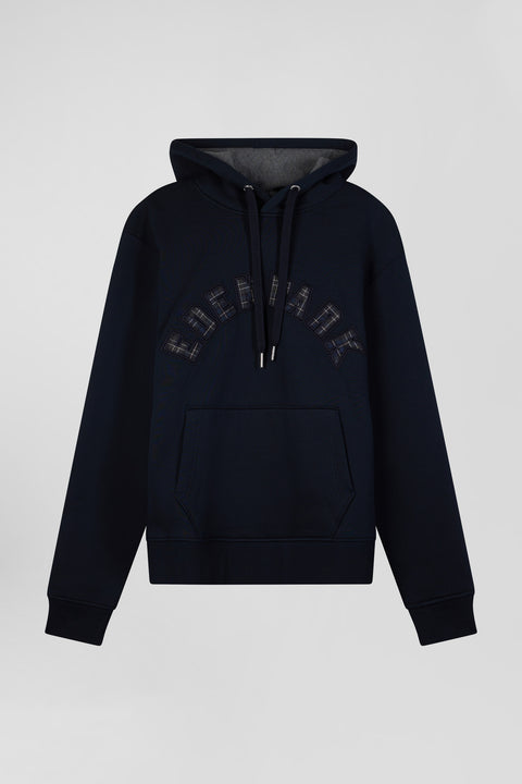 Relaxed navy blue cotton blend hoodie - Image 2
