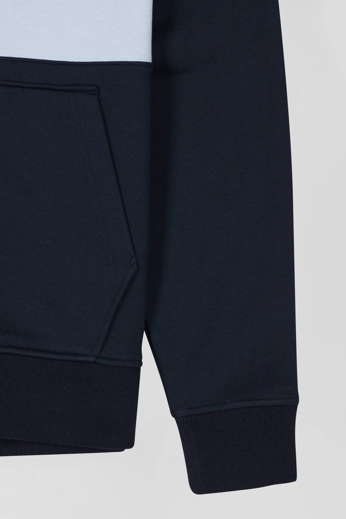 Regular sky blue zipped cotton hoodie