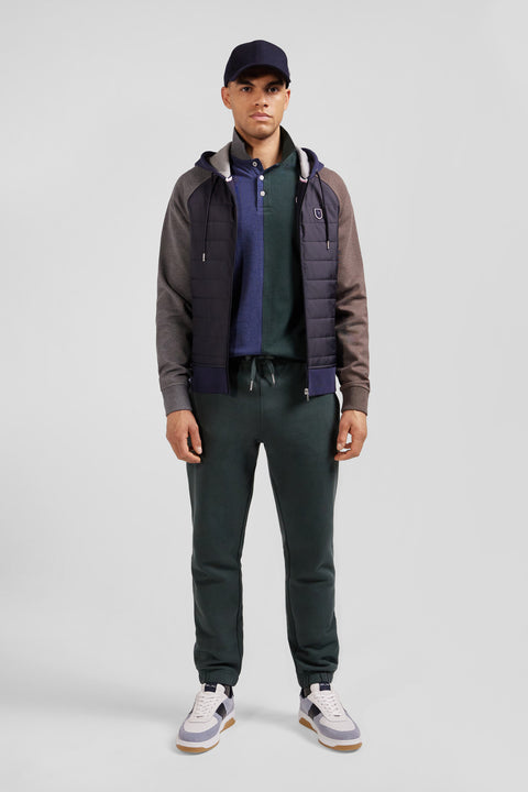 Regular navy blue cotton blend sweatshirt with padded front - Image 1