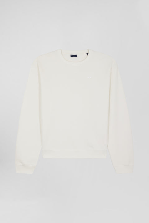 Oversize ecru round neck cotton sweatshirt - Image 2