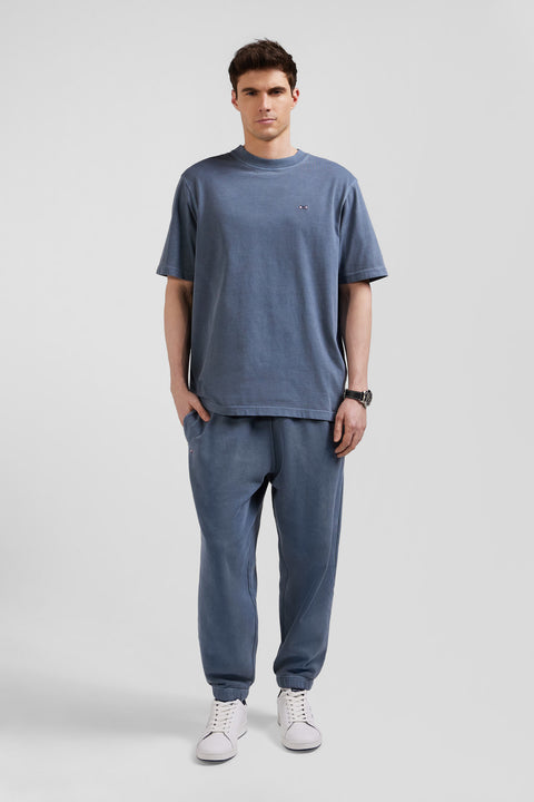 Oversize grey unisex short-sleeved T-shirt in overdyed cotton - Image 1