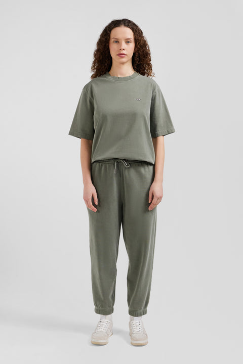 Oversize khaki unisex short-sleeved T-shirt in overdyed cotton - Image 2