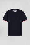 Regular navy short-sleeved cotton T-shirt with tricolor XV de France embroidery