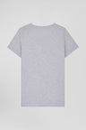 Regular women's grey short-sleeved cotton T-shirt