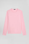 Slim pink long-sleeved cotton T-shirt