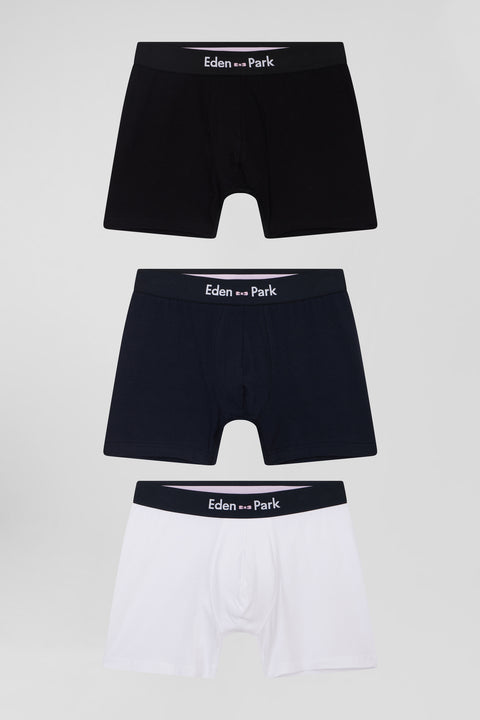 Set of 3 white solid stretch cotton boxers - Image 1