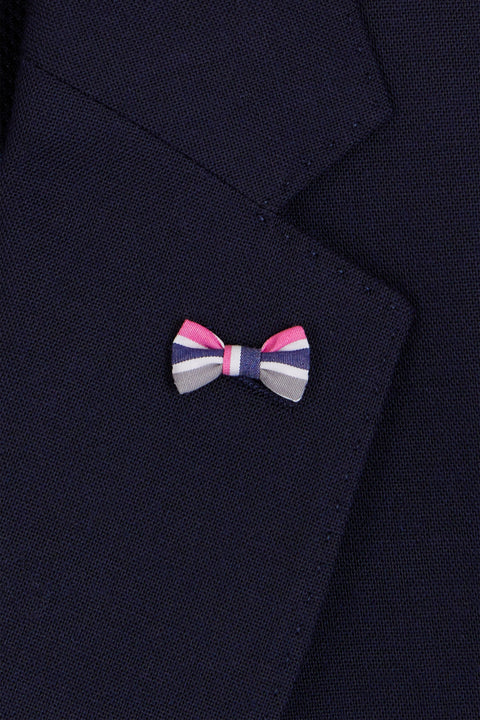 Navy blue wool blend jacket with striped lining Modern fit - Image 3