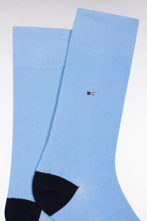 Sky cotton blend socks with navy reinforcements - Image 2