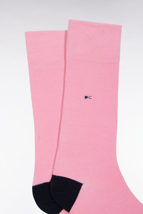 Pink cotton blend socks with navy reinforcements - Image 2