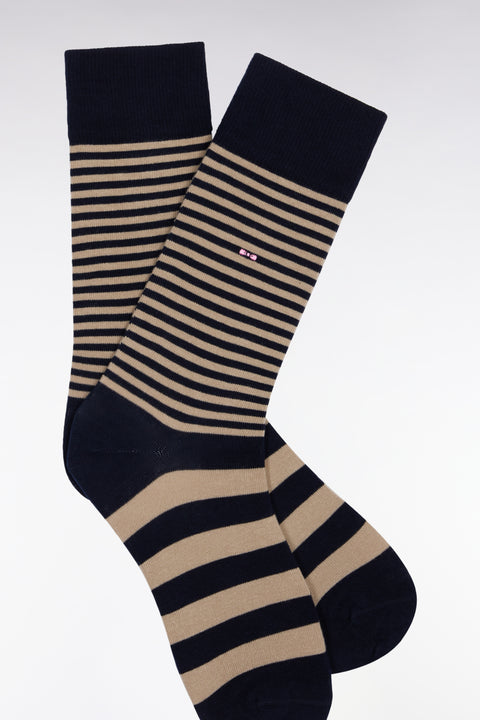 Navy cotton blend striped socks - Image 2