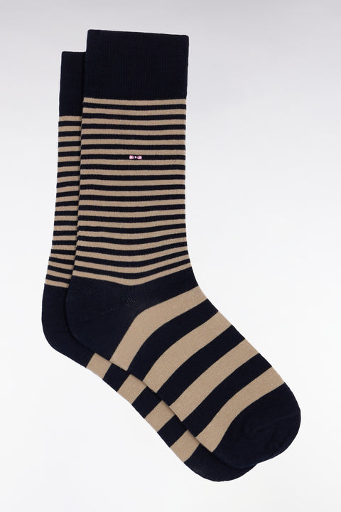 Chaussettes rayées en coton mélangé marine - Image 1