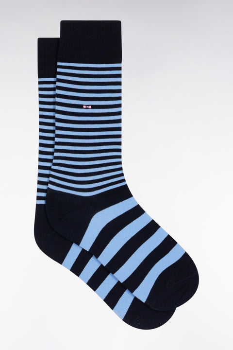 Navy and blue cotton blend striped socks - Image 1