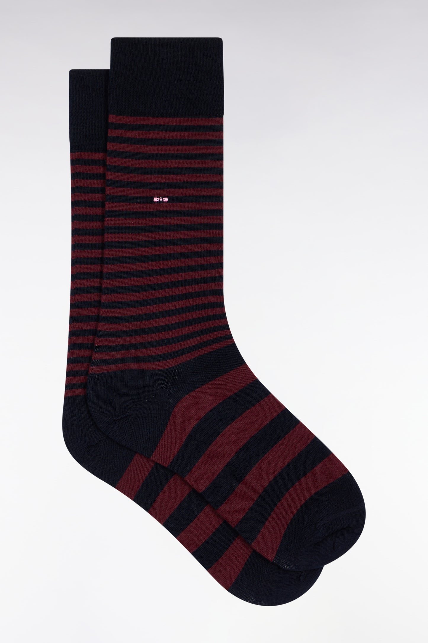 Chaussettes rayées en coton mélangé bordeaux