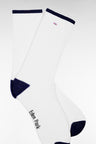 Chaussettes en coton mélangées blanches à renforts marine