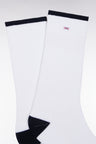 White cotton blend socks with navy reinforcements