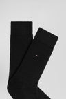 Plain black ribbed cotton socks