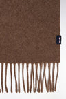 Brown virgin wool fringed scarf