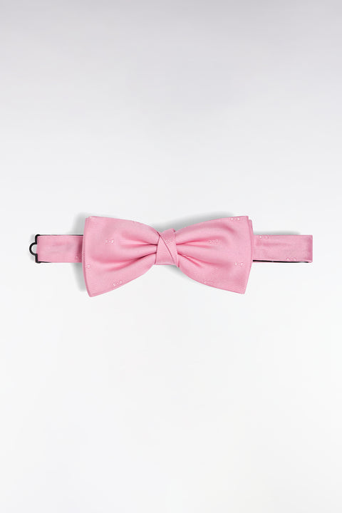 Pink silk bow tie with micro-patterned pink bow ties - Image 1
