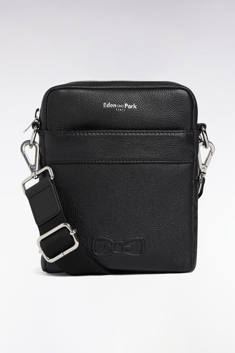 Black grained leather bag - Image 1