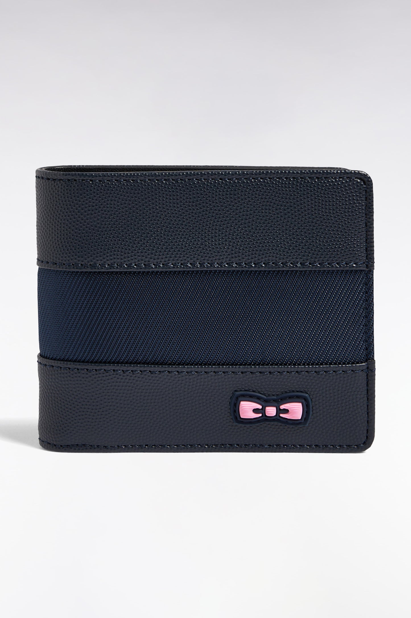 Italian-style wallet in navy bimetallic grippy