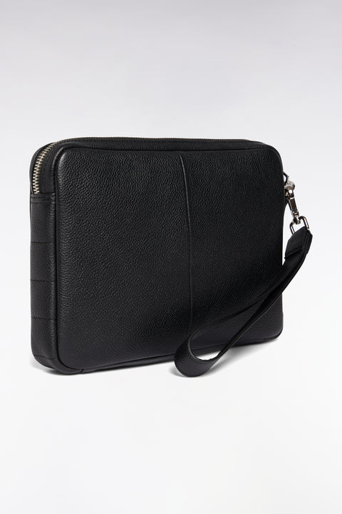 Black grained leather pouch - Image 2