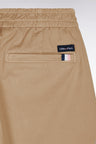 Pleatless chino pants in camel stretch cotton