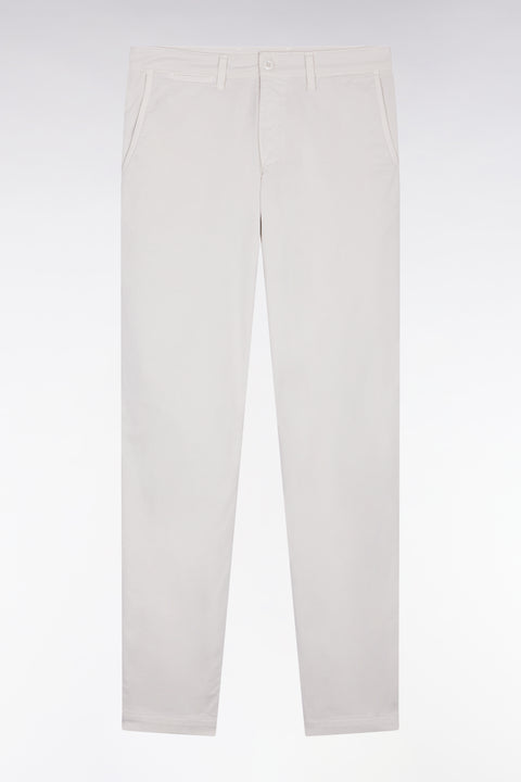Pleatless chino pants in ecru stretch cotton - Image 2