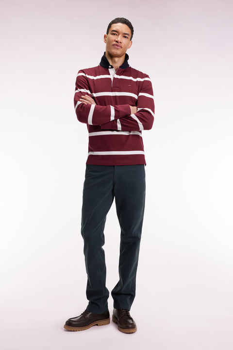 Pleatless chino pants in bottle-green stretch cotton - Image 3