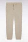 Pleatless chino pants in beige stretch cotton