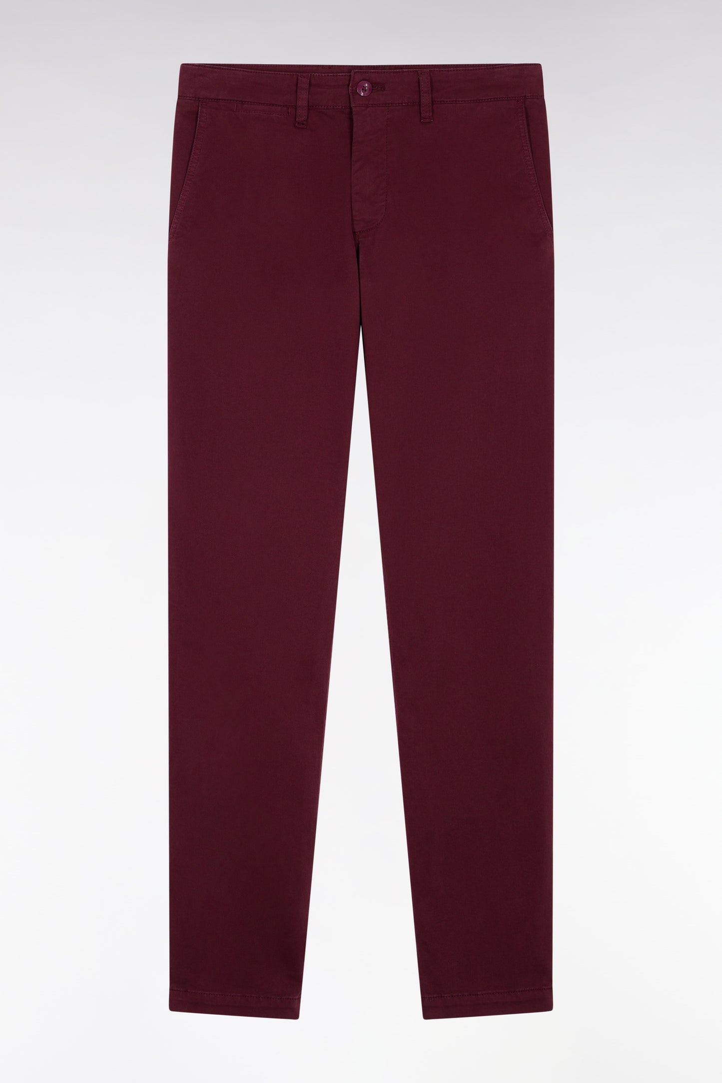 Pantalon chino sans plis en coton stretch bordeaux