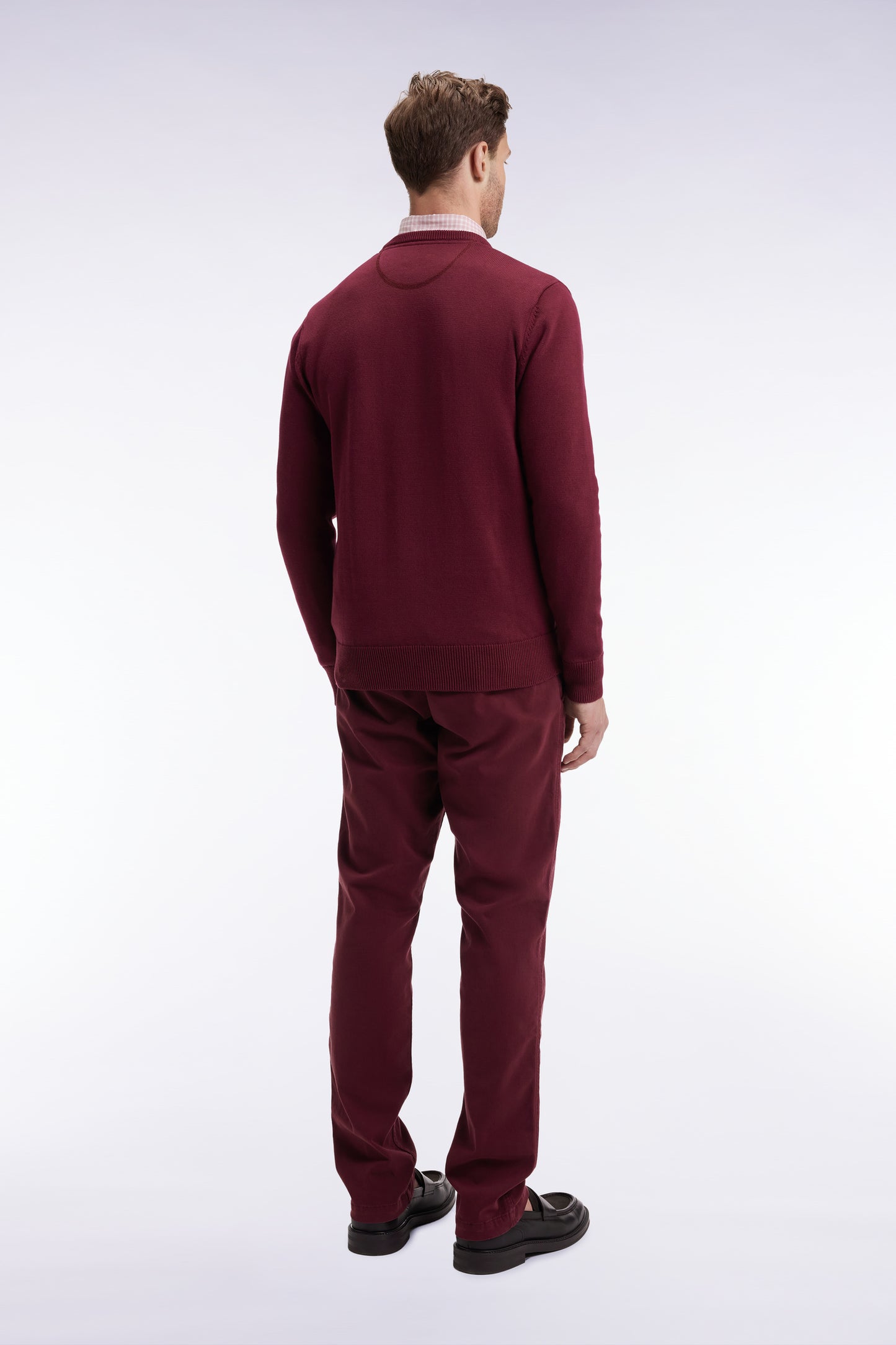 Pantalon chino sans plis en coton stretch bordeaux