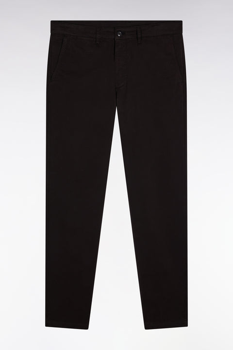 Pleatless chino pants in brown stretch cotton - Image 2