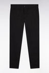 Pleatless chino pants in black stretch cotton