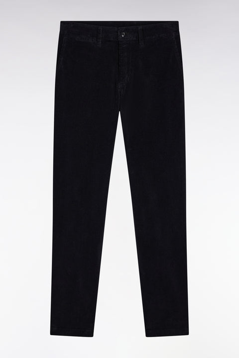 Pleatless chino pants in black stretch velvet - Image 2