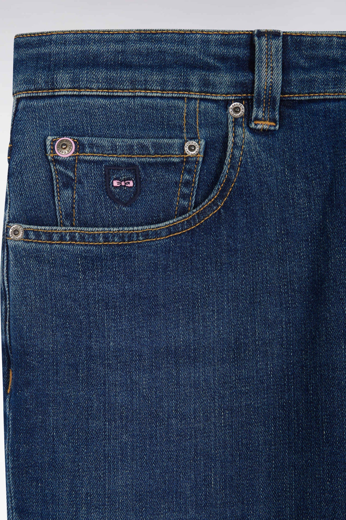 5-pocket stretch denim jeans in blue Pima cotton with slim fit