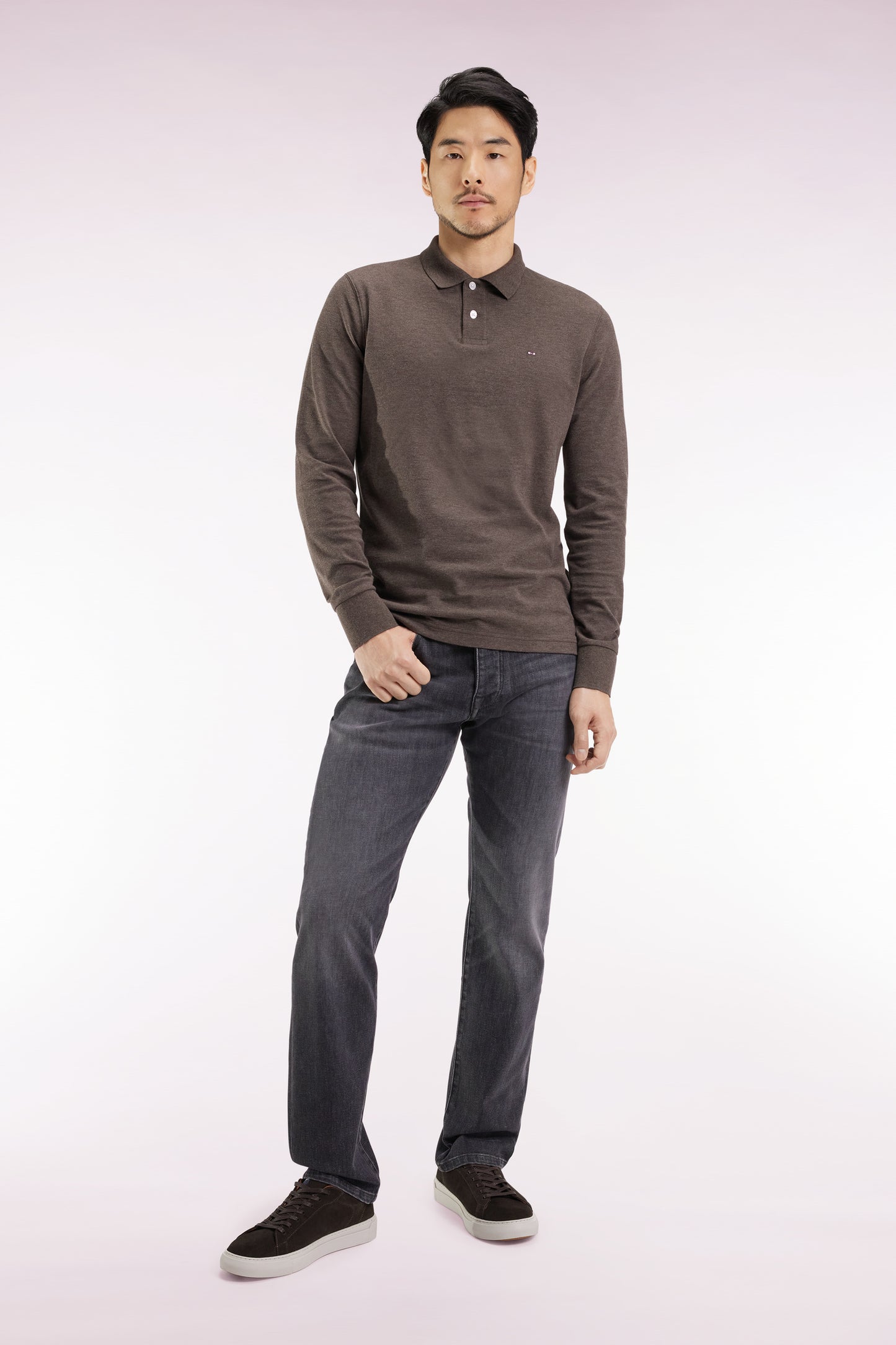 Jean 5 poches en denim stretch mélangé gris délavé coupe Regular