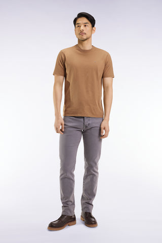 5-pocket jeans in beige stretch cotton