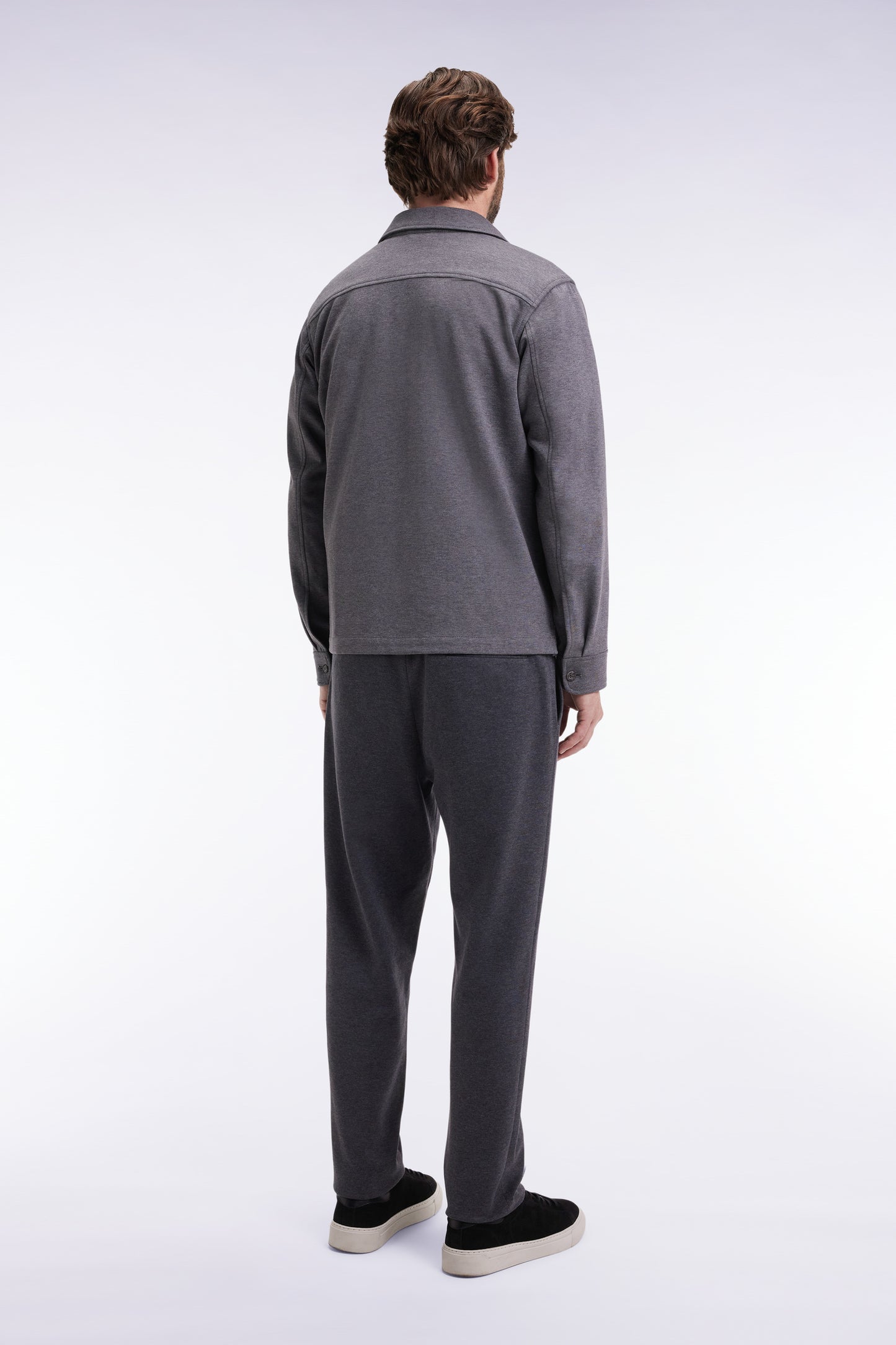 Double-faced jersey pants with elastic waistband, grey Modern cut