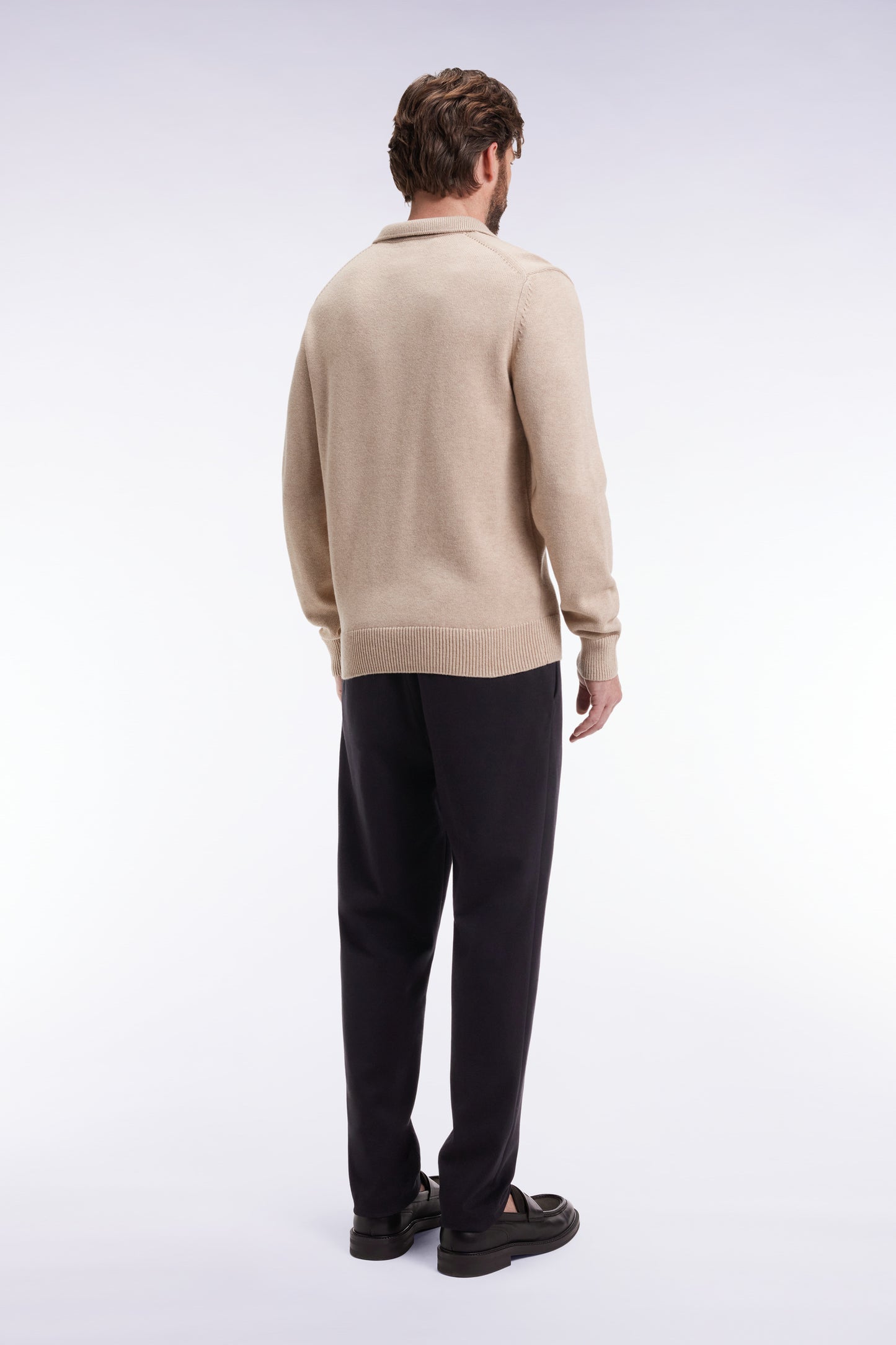 Double-faced jersey pants with black elastic waistband, Modern cut