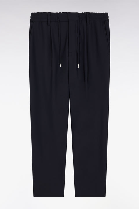 Elastic waistband pants in Modern cut navy technical jersey - Image 2
