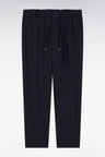 Elastic waistband pants in Modern cut navy technical jersey