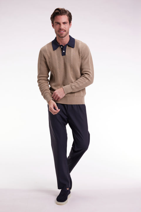 Elastic waistband pants in Modern cut navy technical jersey - Image 3