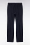 Flare pants in navy stretch wool flannel