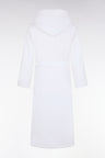 White cotton terry blend hooded bathrobe