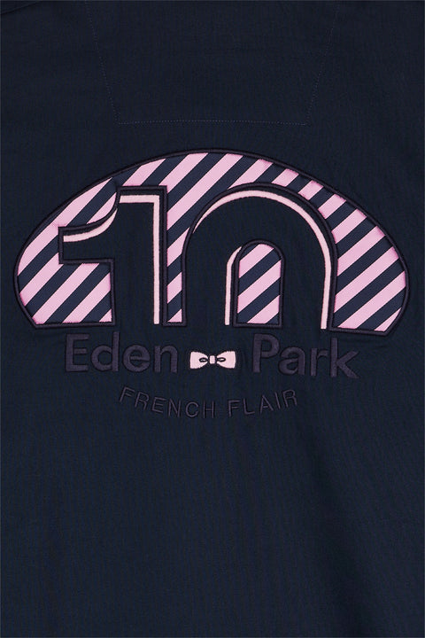 Navy short-sleeve shirt embroidered back 10 straight cut - Image 2