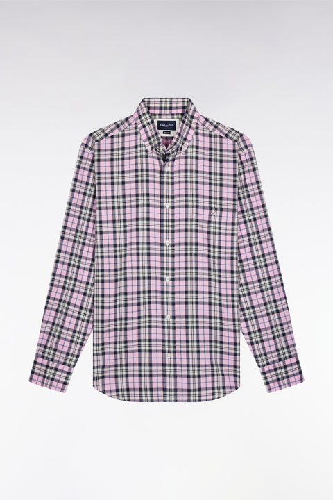 Beige cotton check shirt, straight cut - Image 2