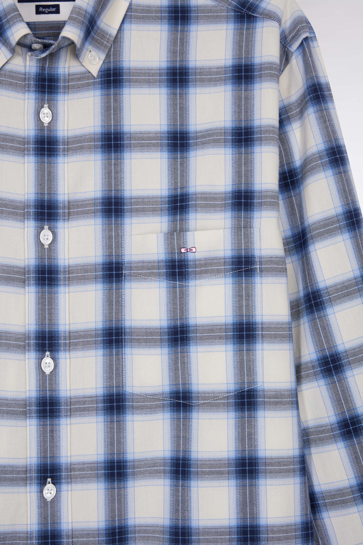 Sky cotton check shirt, straight cut