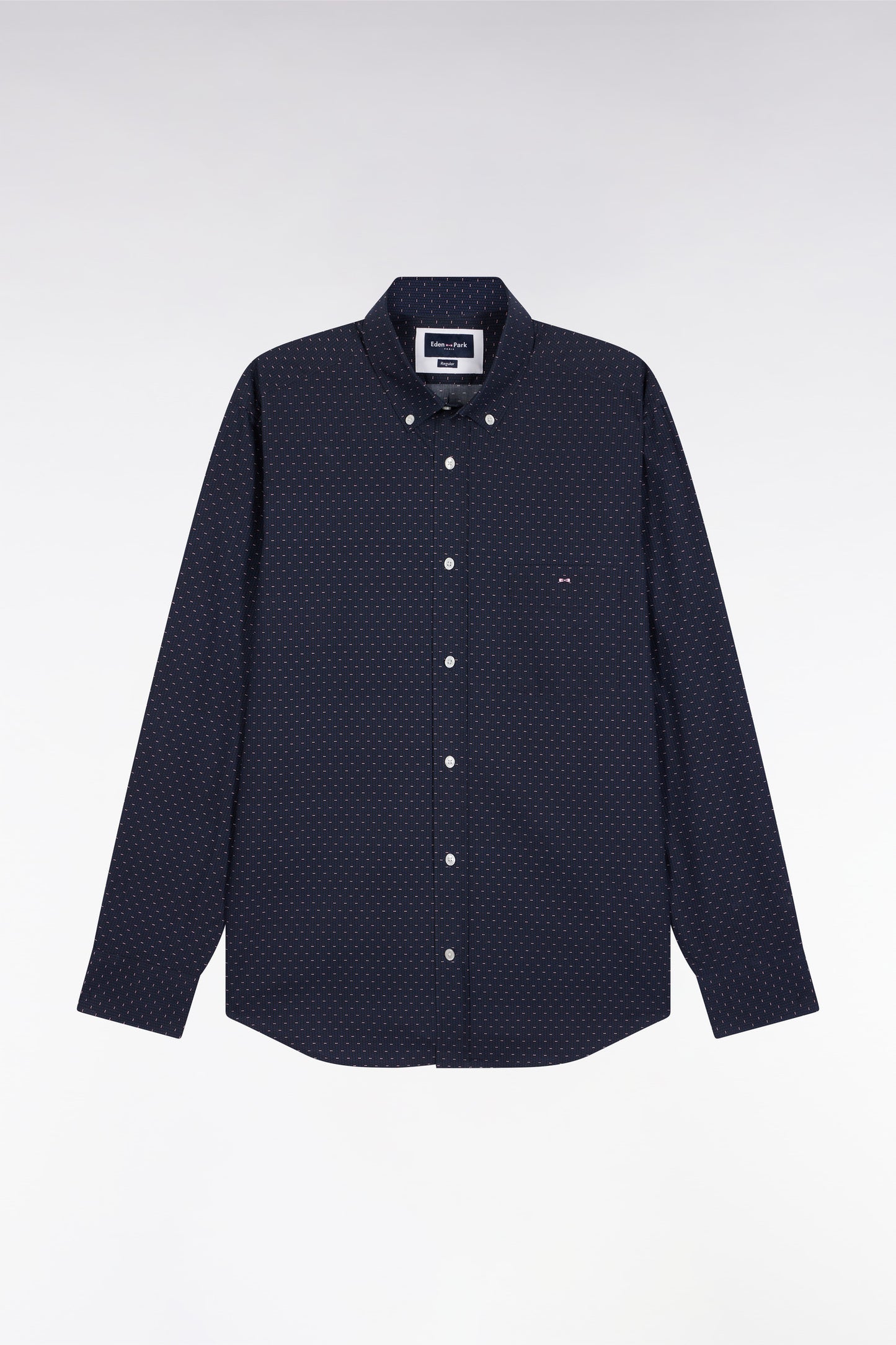 Cotton shirt with pink bow tie micropatterns, straight cut